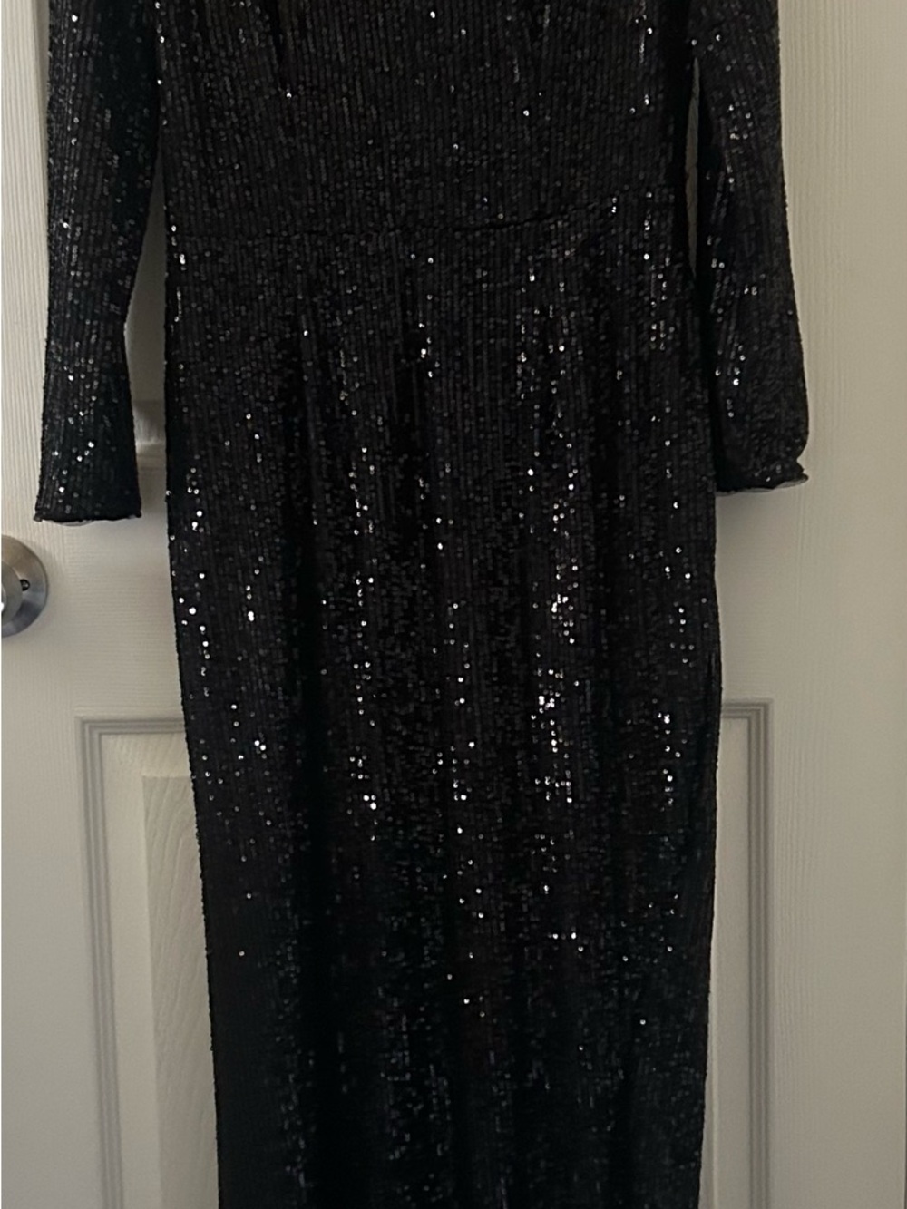 Black Sequin Long Sleeve Maxi Dress